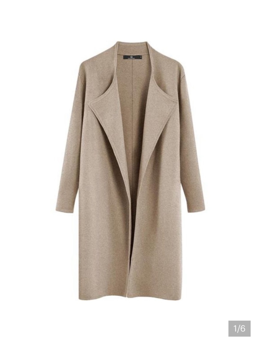 Women's Long Open-Front Cardigan Sweater in Taupe